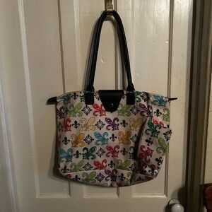 Elegant Multicolor Tote with Black Accents